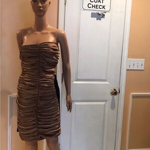 Elegant Tan Strapless Dress